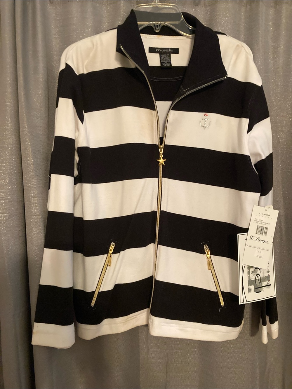 Black & White Striped Zip Jacket - Mureli